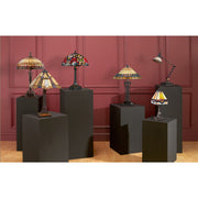 Quoizel Inglenook 25in 2-Light Table Lamp | Arts and Crafts Valiant Bronze and Multicolor Art Glass | Bedside and Living Room | Model TFT16191A1VA