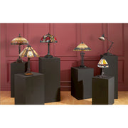 Quoizel Inglenook 25in 2-Light Table Lamp | Arts and Crafts Valiant Bronze and Multicolor Art Glass | Bedside and Living Room | Model TFT16191A1VA