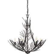 Quoizel Thornhill 26in 6-Light Chandelier | Nature-Inspired Marcado Black Steel | Dining Room & Foyer | 26 x 26 x 26.75 in | Model THL5006MK