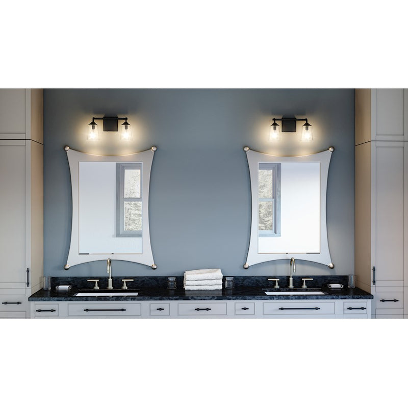 Quoizel Thoresby 2 Light Bath Vanity, Matte Black/Clear
