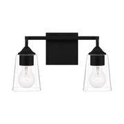Quoizel Thoresby 2 Light Bath Vanity, Matte Black/Clear