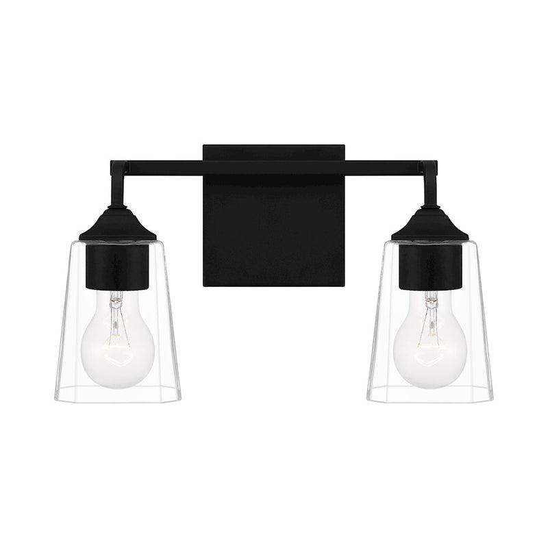 Quoizel Thoresby 2 Light Bath Vanity, Matte Black/Clear