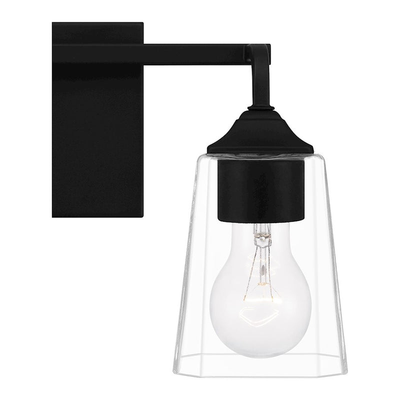 Quoizel Thoresby 2 Light Bath Vanity, Matte Black/Clear