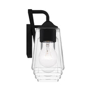 Quoizel Thoresby 31in 4-Light Vanity Light | Modern Matte Black and Clear Glass | Bathroom Vanity & Guest Bath | 31 x 5.25 x 8 in | Model THO8631MBK