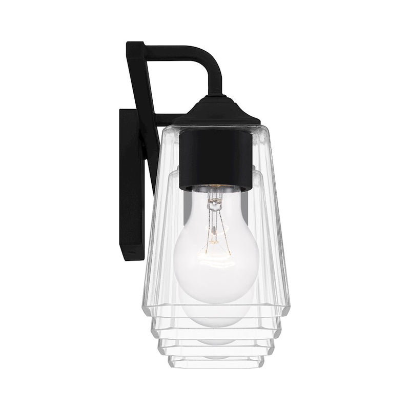 Quoizel Thoresby 31in 4-Light Vanity Light | Modern Matte Black and Clear Glass | Bathroom Vanity & Guest Bath | 31 x 5.25 x 8 in | Model THO8631MBK
