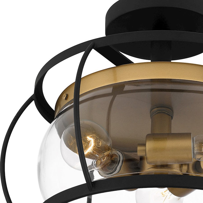 Quoizel Thyme 3 Light Semi-Flush Mount, Earth Black/Clear