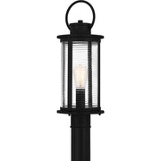 Quoizel Tilmore 20in 1-Light Outdoor Wall Lantern | Coastal Matte Black and Clear Ribbed Glass | Front Porch & Entryway | Model TLM9007MBK