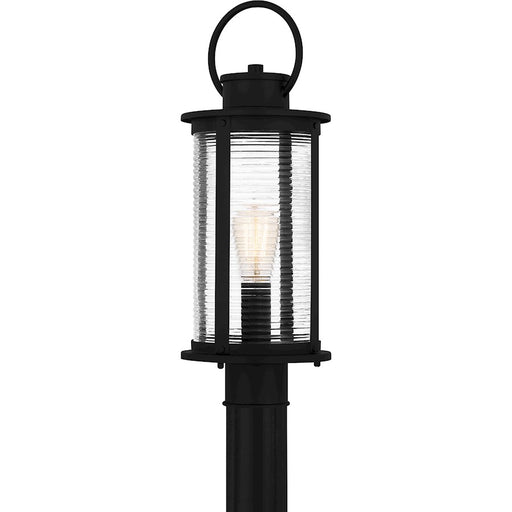 Quoizel Tilmore 20in 1-Light Outdoor Wall Lantern | Coastal Matte Black and Clear Ribbed Glass | Front Porch & Entryway | Model TLM9007MBK