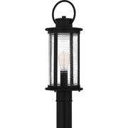 Quoizel Tilmore 20in 1-Light Outdoor Wall Lantern | Coastal Matte Black and Clear Ribbed Glass | Front Porch & Entryway | Model TLM9007MBK