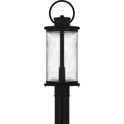 Quoizel Tilmore 20in 1-Light Outdoor Wall Lantern | Coastal Matte Black and Clear Ribbed Glass | Front Porch & Entryway | Model TLM9007MBK
