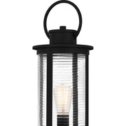 Quoizel Tilmore 20in 1-Light Outdoor Wall Lantern | Coastal Matte Black and Clear Ribbed Glass | Front Porch & Entryway | Model TLM9007MBK