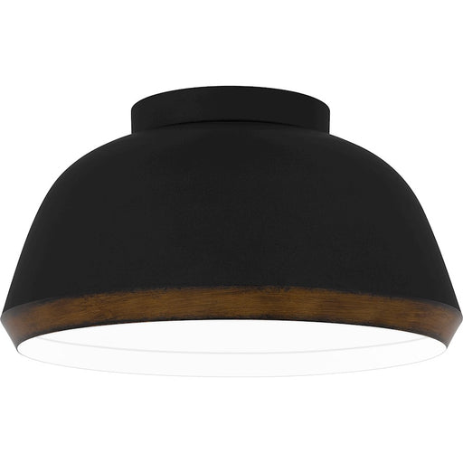 Quoizel Tamara 16in 3-Light Flush Mount | Farmhouse Matte Black Metal and Distressed Walnut | Kitchen & Hallway | 16 x 16 x 8.25 in | Model TMR1616MBK