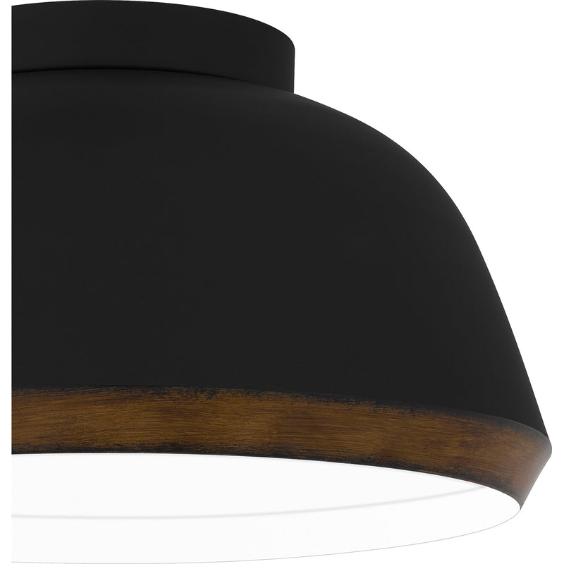Quoizel Tamara 16in 3-Light Flush Mount | Farmhouse Matte Black Metal and Distressed Walnut | Kitchen & Hallway | 16 x 16 x 8.25 in | Model TMR1616MBK