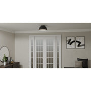 Quoizel Tamara 16in 3-Light Flush Mount | Farmhouse Matte Black Metal and Distressed Walnut | Kitchen & Hallway | 16 x 16 x 8.25 in | Model TMR1616MBK