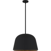 Quoizel Tamara 20in 4-Light Pendant | Farmhouse Matte Black Metal and Distressed Walnut | Kitchen Island & Dining Room | Model TMR2820MBK