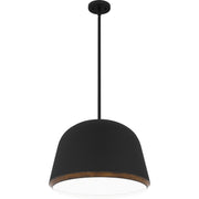 Quoizel Tamara 20in 4-Light Pendant | Farmhouse Matte Black Metal and Distressed Walnut | Kitchen Island & Dining Room | Model TMR2820MBK