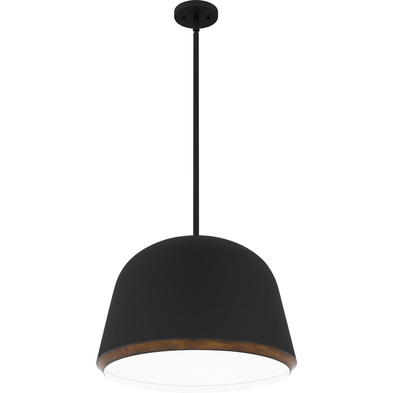 Quoizel Tamara 20in 4-Light Pendant | Farmhouse Matte Black Metal and Distressed Walnut | Kitchen Island & Dining Room | Model TMR2820MBK