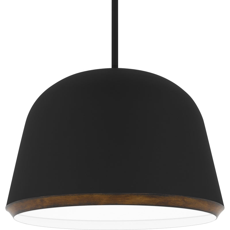 Quoizel Tamara 20in 4-Light Pendant | Farmhouse Matte Black Metal and Distressed Walnut | Kitchen Island & Dining Room | Model TMR2820MBK