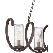 Quoizel Tumult 40in 5-Light Island Chandelier | Modern Western Bronze and Clear Seedy Glass | Kitchen Island & Dining Room | Model TMT540WT