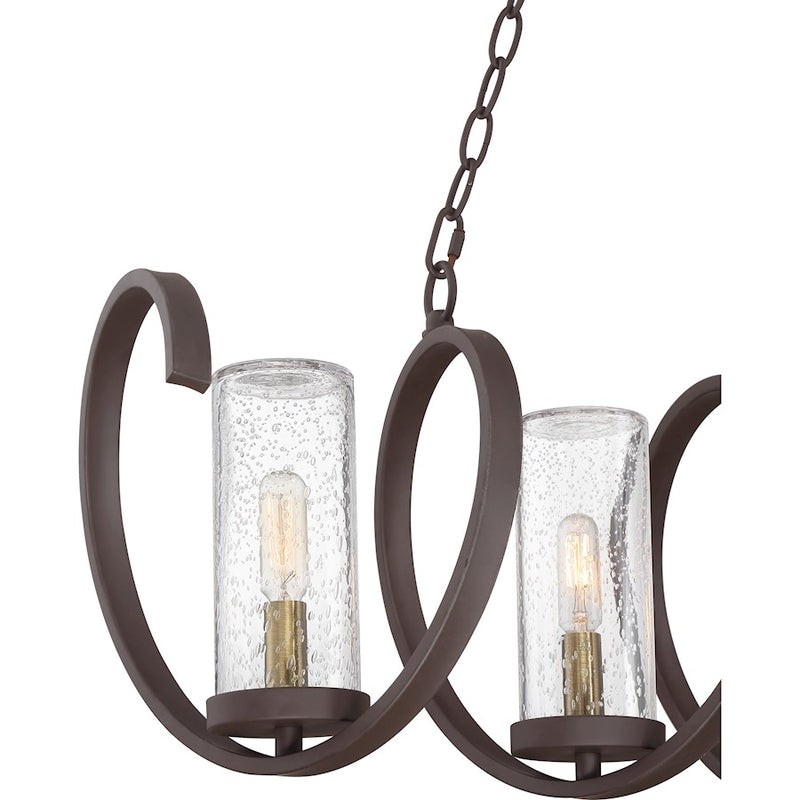 Quoizel Tumult 40in 5-Light Island Chandelier | Modern Western Bronze and Clear Seedy Glass | Kitchen Island & Dining Room | Model TMT540WT