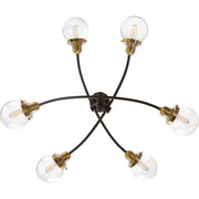 Quoizel Trance 34in 6-Light Chandelier | Industrial Western Bronze and Clear Seedy Glass | Dining Room & Foyer | 34 x 34 x 10.5 in | Model TNC5006WT