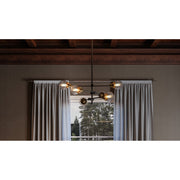 Quoizel Trance 34in 6-Light Chandelier | Industrial Western Bronze and Clear Seedy Glass | Dining Room & Foyer | 34 x 34 x 10.5 in | Model TNC5006WT