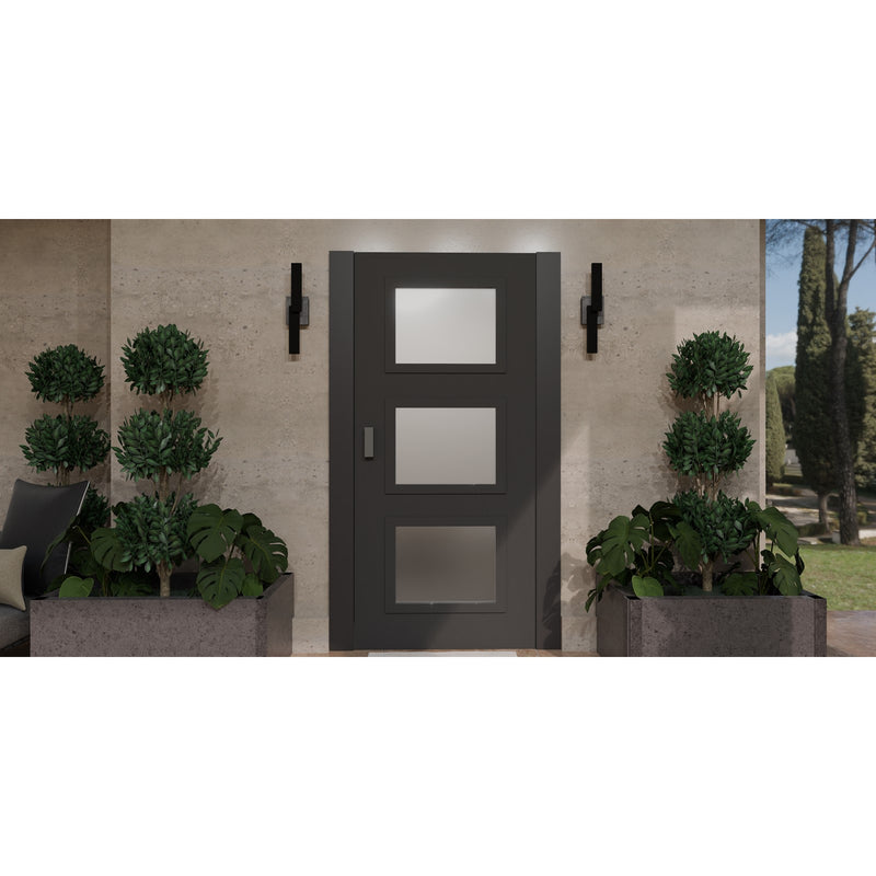 Quoizel Todman 18in LED Outdoor Wall Lantern | Modern Earth Black Coastal Armour Aluminum | Front Door & Porch | 4.5 x 3.5 x 18 in | Model TOD8304EK
