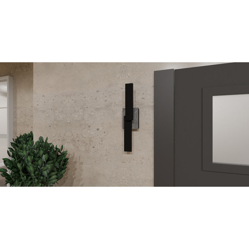 Quoizel Todman 18in LED Outdoor Wall Lantern | Modern Earth Black Coastal Armour Aluminum | Front Door & Porch | 4.5 x 3.5 x 18 in | Model TOD8304EK