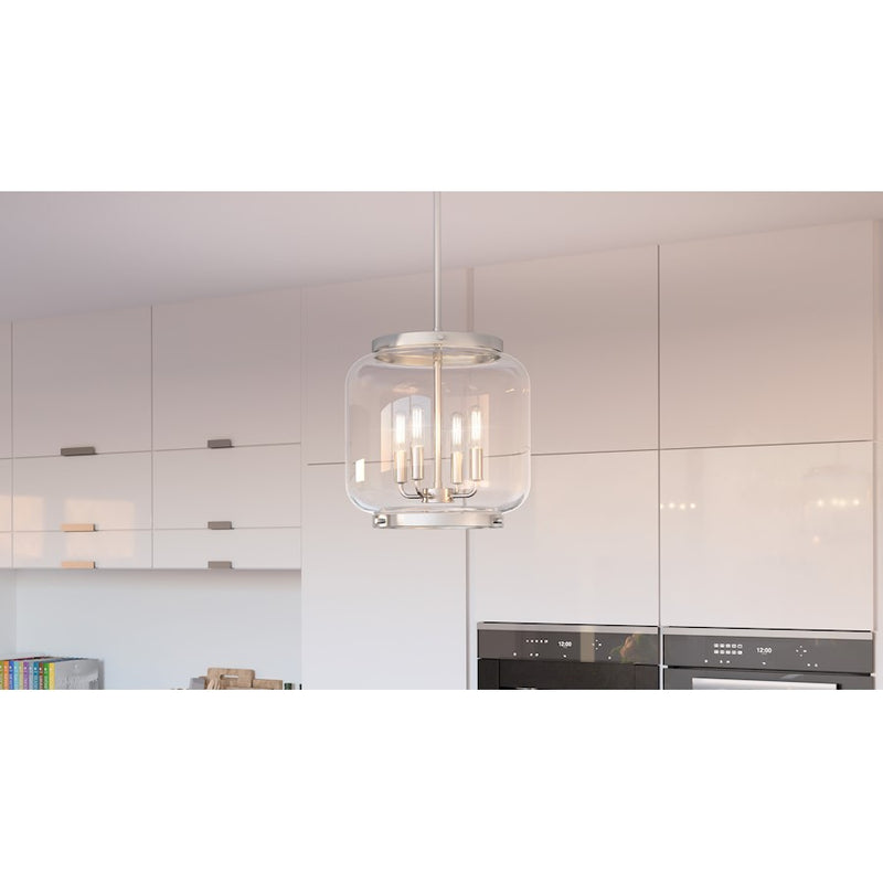 Quoizel Tapley 3 Light Mini Pendant, Polished Nickel/Clear