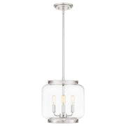 Quoizel Tapley 3 Light Mini Pendant, Polished Nickel/Clear