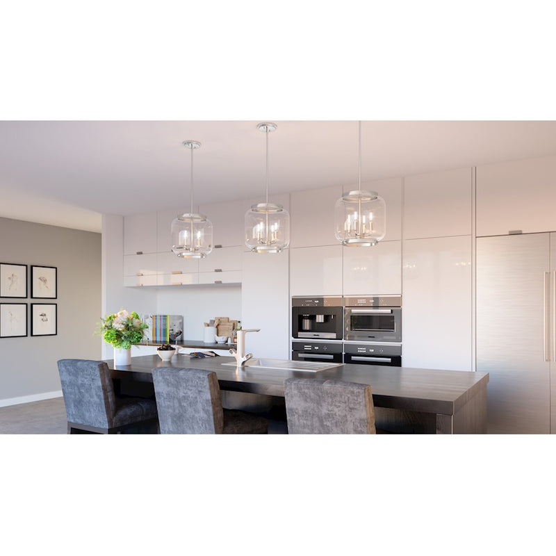 Quoizel Tapley 3 Light Mini Pendant, Polished Nickel/Clear