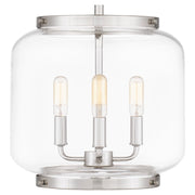 Quoizel Tapley 3 Light Mini Pendant, Polished Nickel/Clear