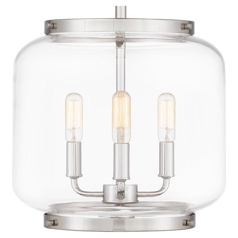 Quoizel Tapley 3 Light Mini Pendant, Polished Nickel/Clear