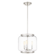 Quoizel Tapley 3 Light Mini Pendant, Polished Nickel/Clear