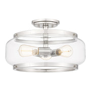 Quoizel Tapley 3 Light Semi-Flush Mount, Polished Nickel/Clear