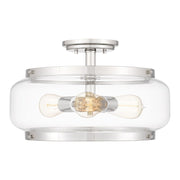 Quoizel Tapley 3 Light Semi-Flush Mount, Polished Nickel/Clear