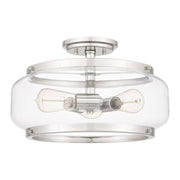Quoizel Tapley 3 Light Semi-Flush Mount, Polished Nickel/Clear