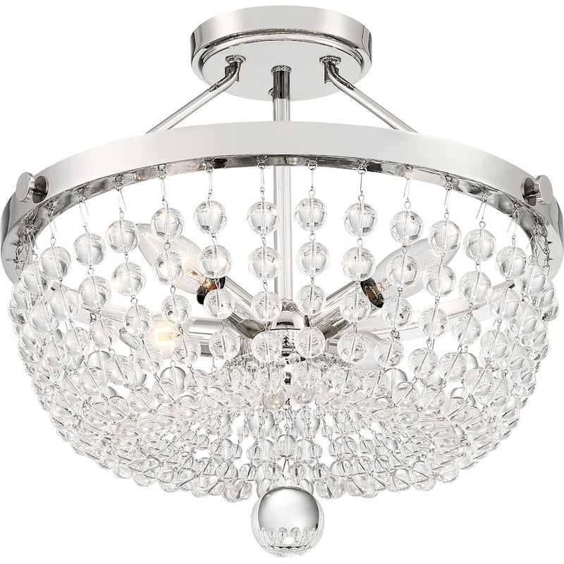 Quoizel Teresa 4 Light Semi-Flush Mount, Polished Nickel