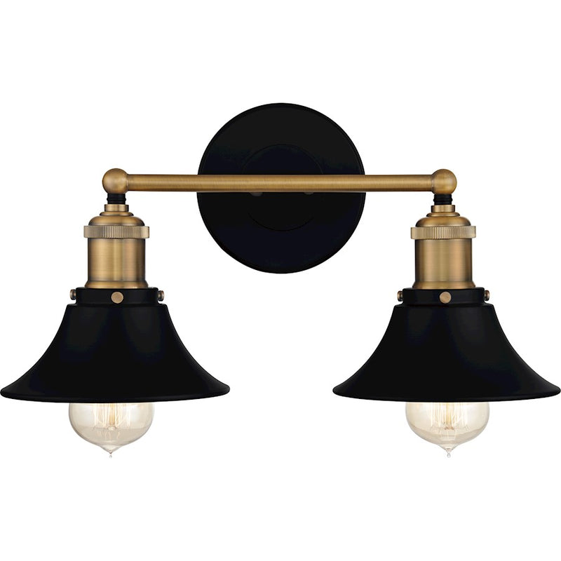 Quoizel Trafalgar 2 Light Bath Vanity, Matte Black/Metal