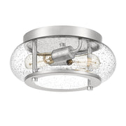Quoizel Trilogy 12in 2-Light Flush Mount | Industrial Brushed Nickel and Clear Seedy Glass | Hallway & Entryway | 12 x 12 x 5.75 in | Model TRG1612BN