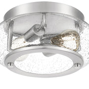 Quoizel Trilogy 12in 2-Light Flush Mount | Industrial Brushed Nickel and Clear Seedy Glass | Hallway & Entryway | 12 x 12 x 5.75 in | Model TRG1612BN