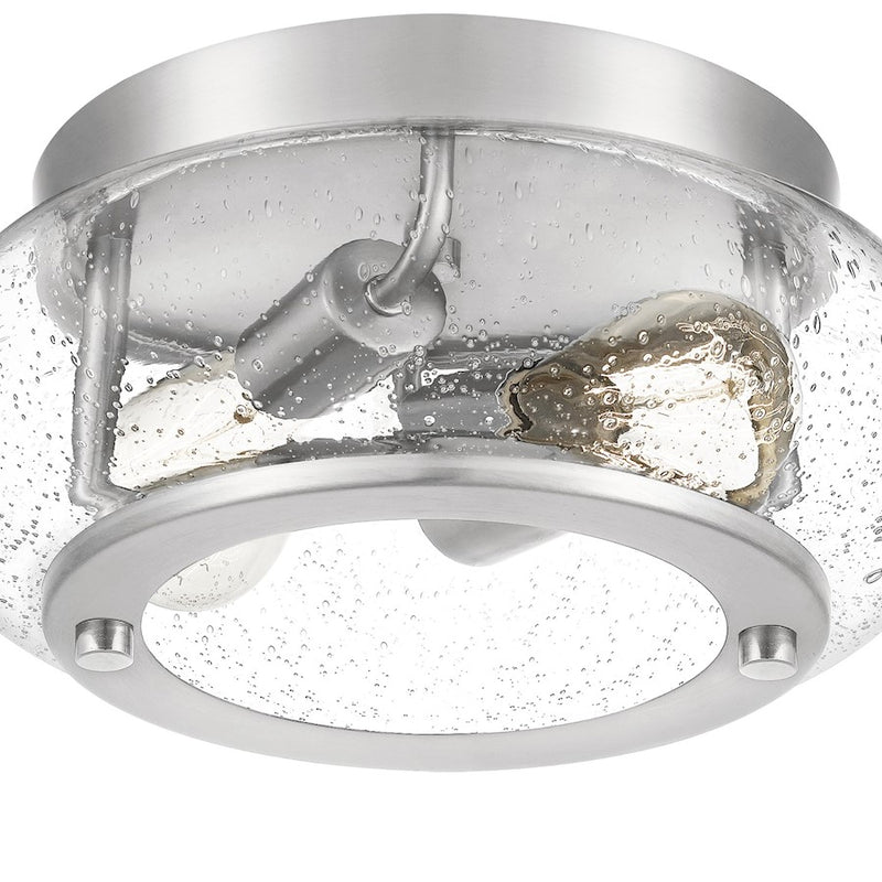 Quoizel Trilogy 12in 2-Light Flush Mount | Industrial Brushed Nickel and Clear Seedy Glass | Hallway & Entryway | 12 x 12 x 5.75 in | Model TRG1612BN