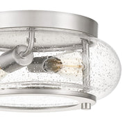 Quoizel Trilogy 12in 2-Light Flush Mount | Industrial Brushed Nickel and Clear Seedy Glass | Hallway & Entryway | 12 x 12 x 5.75 in | Model TRG1612BN