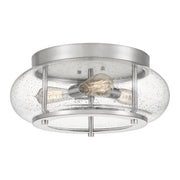Quoizel Trilogy 16in 3-Light Flush Mount | Industrial Brushed Nickel and Clear Seedy Glass | Kitchen & Entryway | 16 x 16 x 7 in | Model TRG1616BN