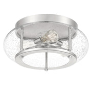 Quoizel Trilogy 16in 3-Light Flush Mount | Industrial Brushed Nickel and Clear Seedy Glass | Kitchen & Entryway | 16 x 16 x 7 in | Model TRG1616BN