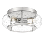 Quoizel Trilogy 16in 3-Light Flush Mount | Industrial Brushed Nickel and Clear Seedy Glass | Kitchen & Entryway | 16 x 16 x 7 in | Model TRG1616BN
