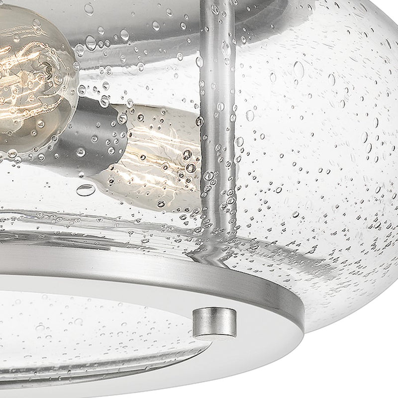 Quoizel Trilogy 16in 3-Light Flush Mount | Industrial Brushed Nickel and Clear Seedy Glass | Kitchen & Entryway | 16 x 16 x 7 in | Model TRG1616BN