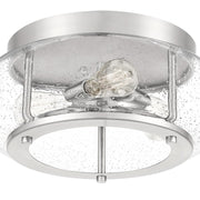 Quoizel Trilogy 16in 3-Light Flush Mount | Industrial Brushed Nickel and Clear Seedy Glass | Kitchen & Entryway | 16 x 16 x 7 in | Model TRG1616BN