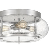 Quoizel Trilogy 16in 3-Light Flush Mount | Industrial Brushed Nickel and Clear Seedy Glass | Kitchen & Entryway | 16 x 16 x 7 in | Model TRG1616BN