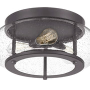 Quoizel Trilogy 16in 3-Light Flush Mount | Industrial Old Bronze and Clear Seedy Glass | Hallway & Entryway | 16 x 16 x 7 in | Model TRG1616OZ